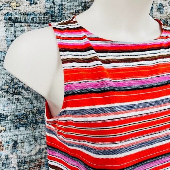 J. Jill Stripe Tank Top Size S Red Vibrant Stripe Summer Beachy - Picture 3 of 9